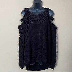 Forever 21 Black Cold Shoulder Knit Sweater